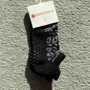 Pure Barre Black and Gray Leopard Grip Socks